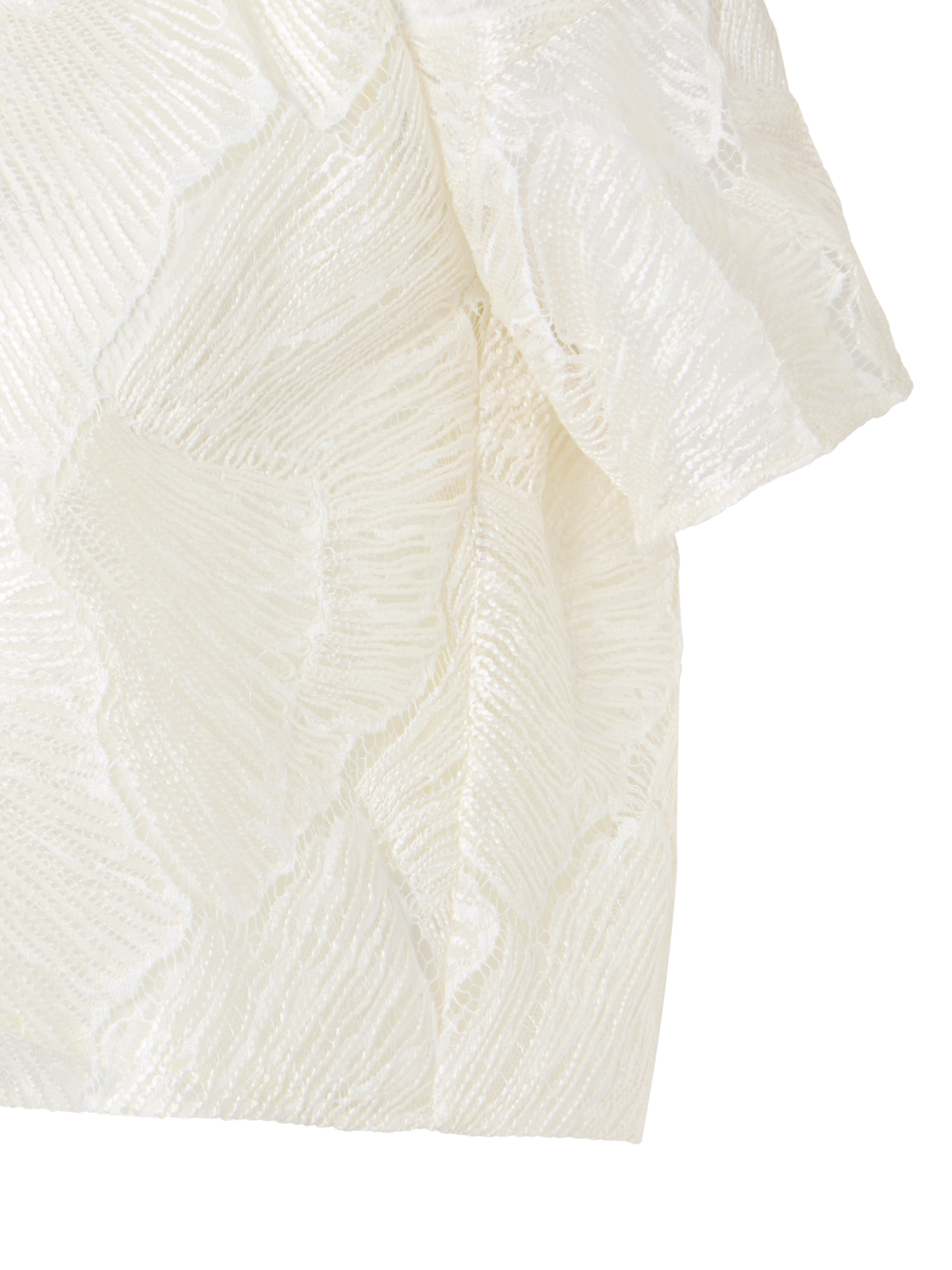 Designer Lackierte Kurzbluse aus Fächerspitze - Ecru