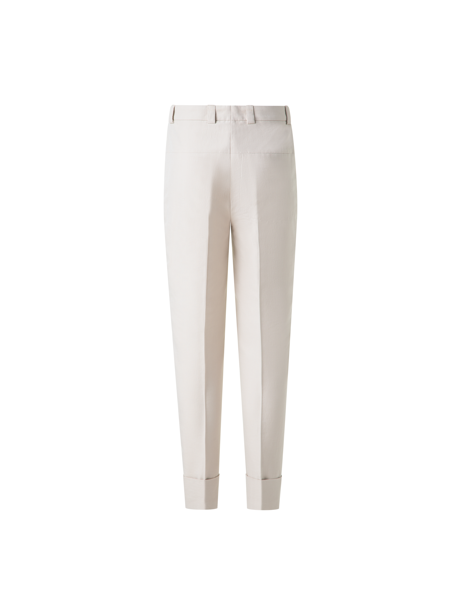 Designer Tapered Hose aus Baumwoll-Seiden-Doubleface - Grau - Beige