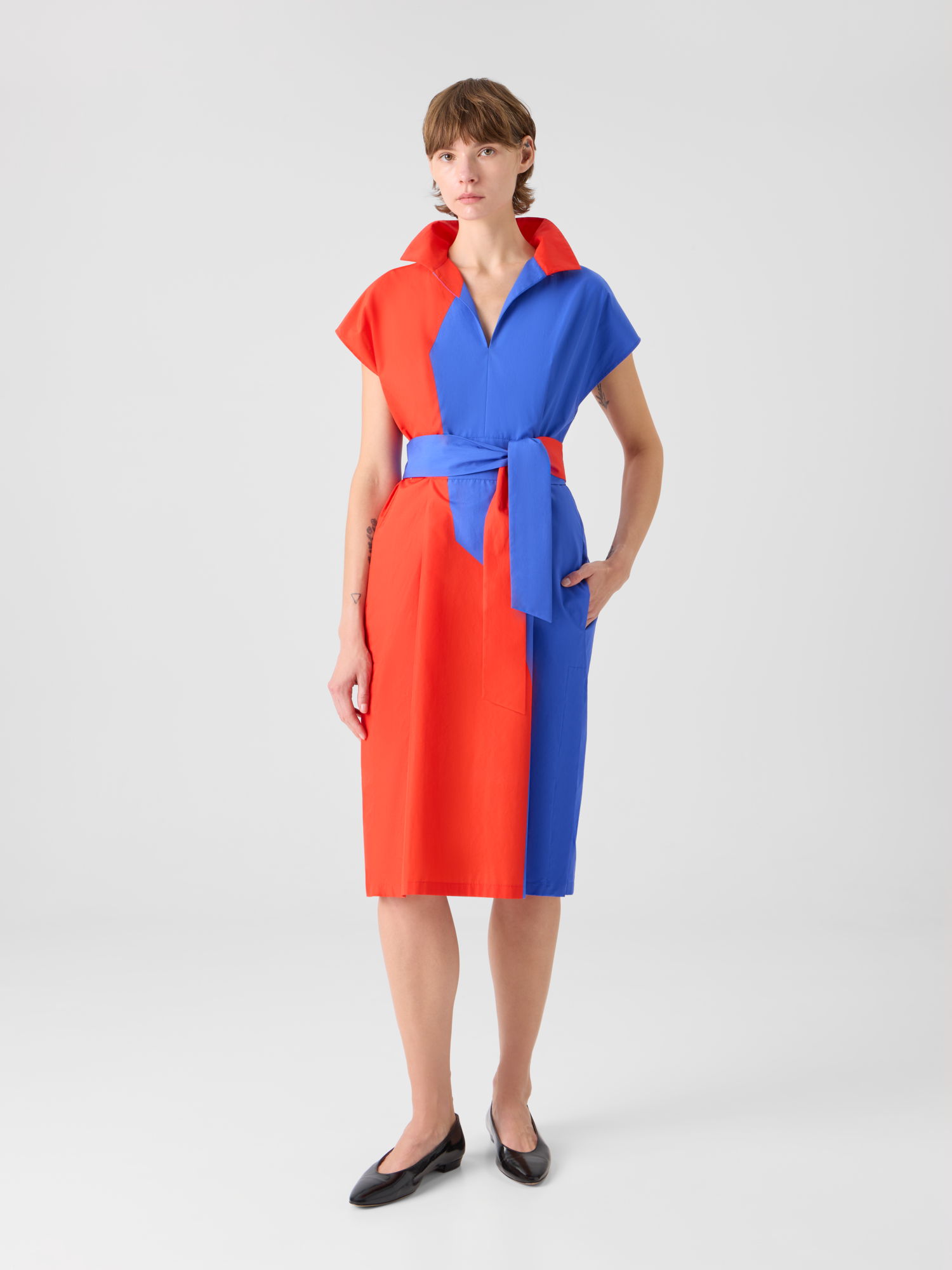 Designer Baumwoll-Hemdblusenkleid mit High-Plains-Druck - Bunt