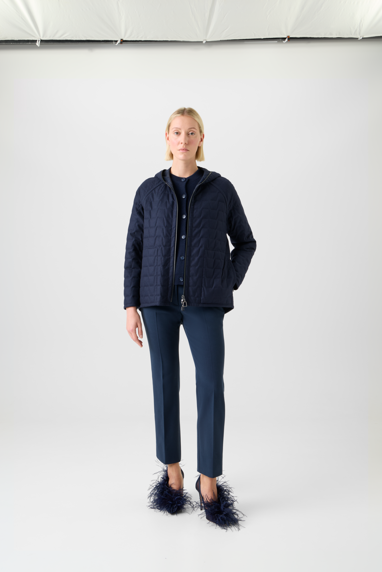 Designer Wende Steppjacke Storm-System® mit Kapuze - Dunkelblau - Blau 