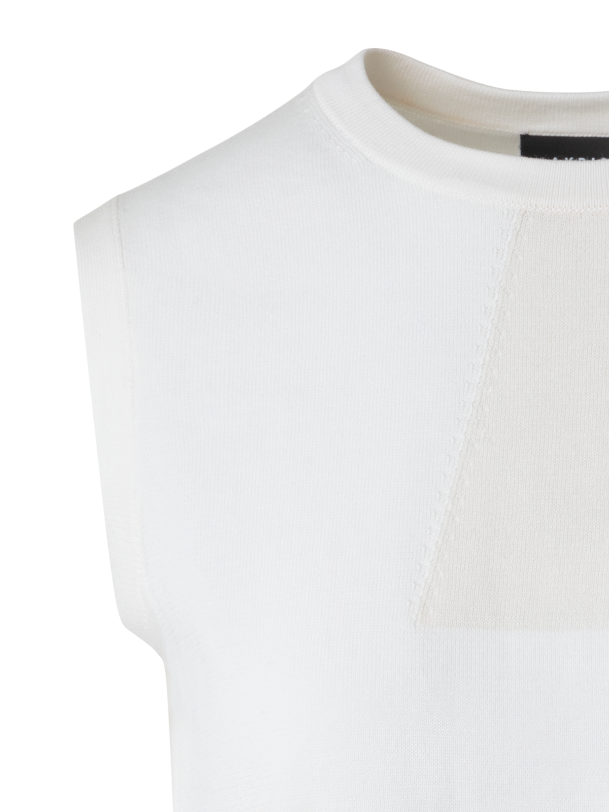 Designer Baumwoll-Strick-Top mit Trapez-Jacquard - Ecru - Weiss