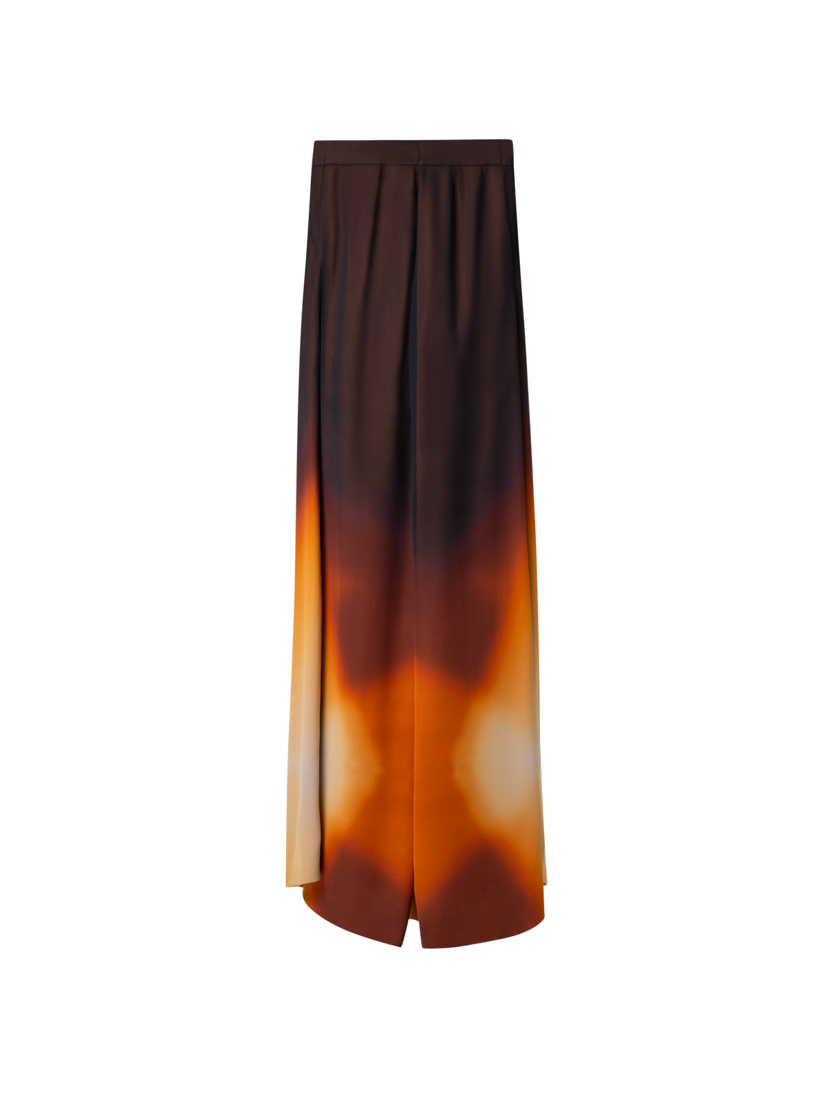Designer Palazzo-Seidenhose mit Autumn Twilight Druck - Braun - Bunt - Orange
