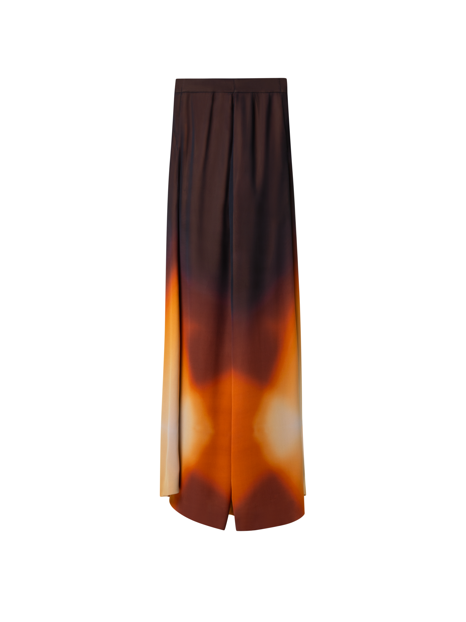 Designer Palazzo-Seidenhose mit Autumn Twilight Druck - Braun - Bunt - Orange