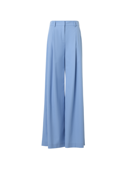 Designer Hose mit weitem Bein aus Baumwoll-Stretch-Gabardine - Dunkelblau - Blau