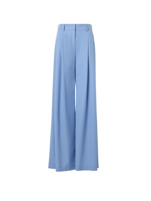 Designer Hose mit weitem Bein aus Baumwoll-Stretch-Gabardine - Dunkelblau - Blau