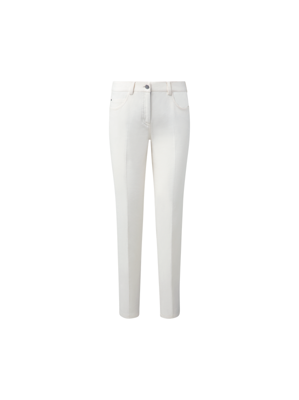 Designer Slim Hose aus Baumwoll-Denim-Stretch - Ecru - Weiss
