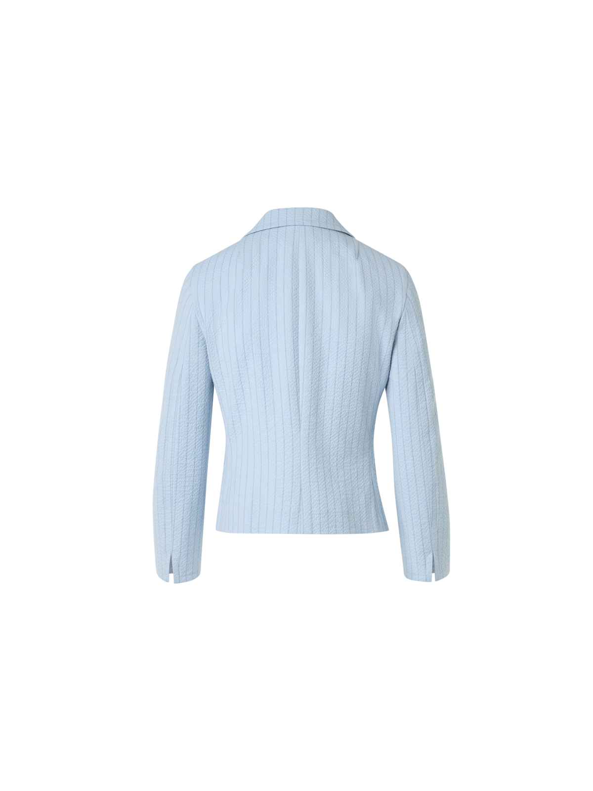 Designer Taillierte gestreifte Jacke aus Baumwoll-Seersucker mit Revers - Blau