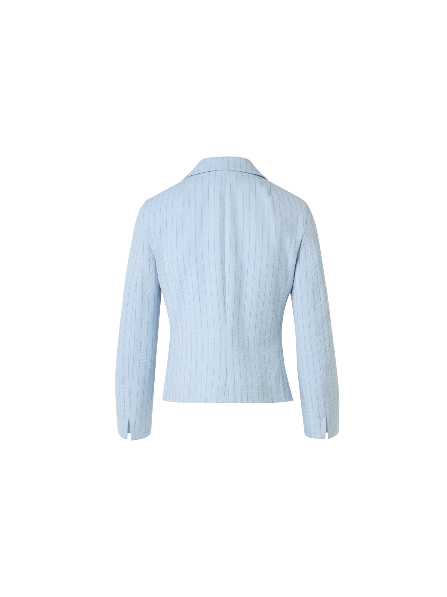 Designer Taillierte gestreifte Jacke aus Baumwoll-Seersucker mit Revers - Blau