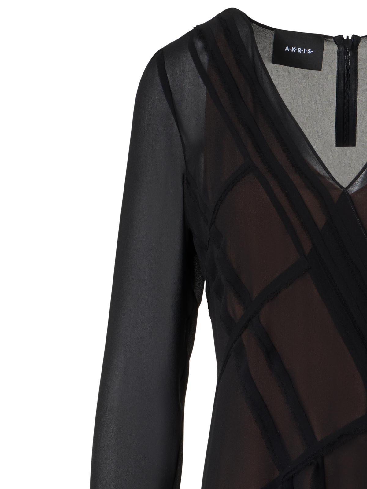 Designer Asymmetrisches Midikleid aus Georgette mit offenen Kanten - Schwarz