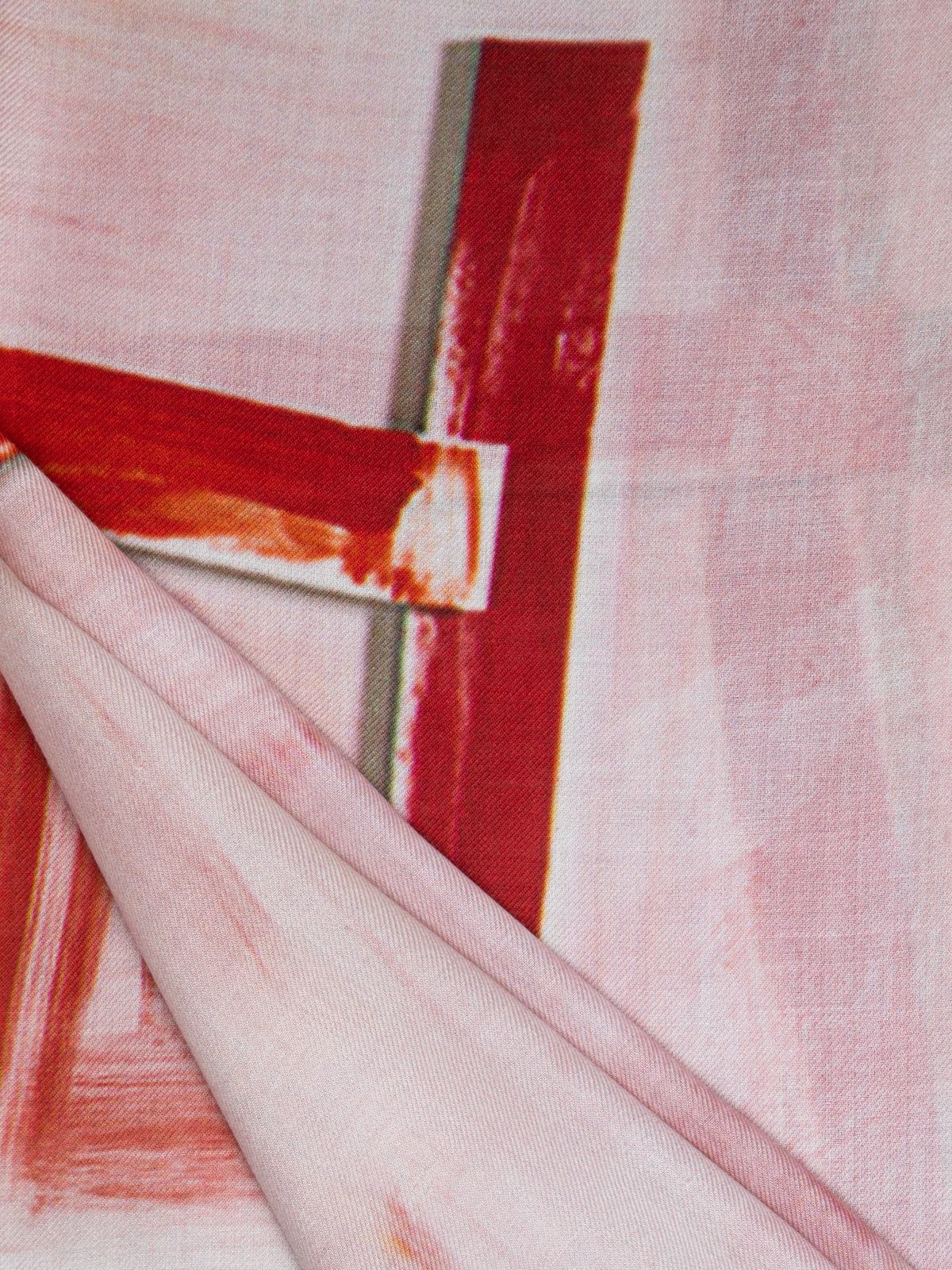 Designer Schal aus Kaschmir und Seide mit Ohayo-Druck - Rosa