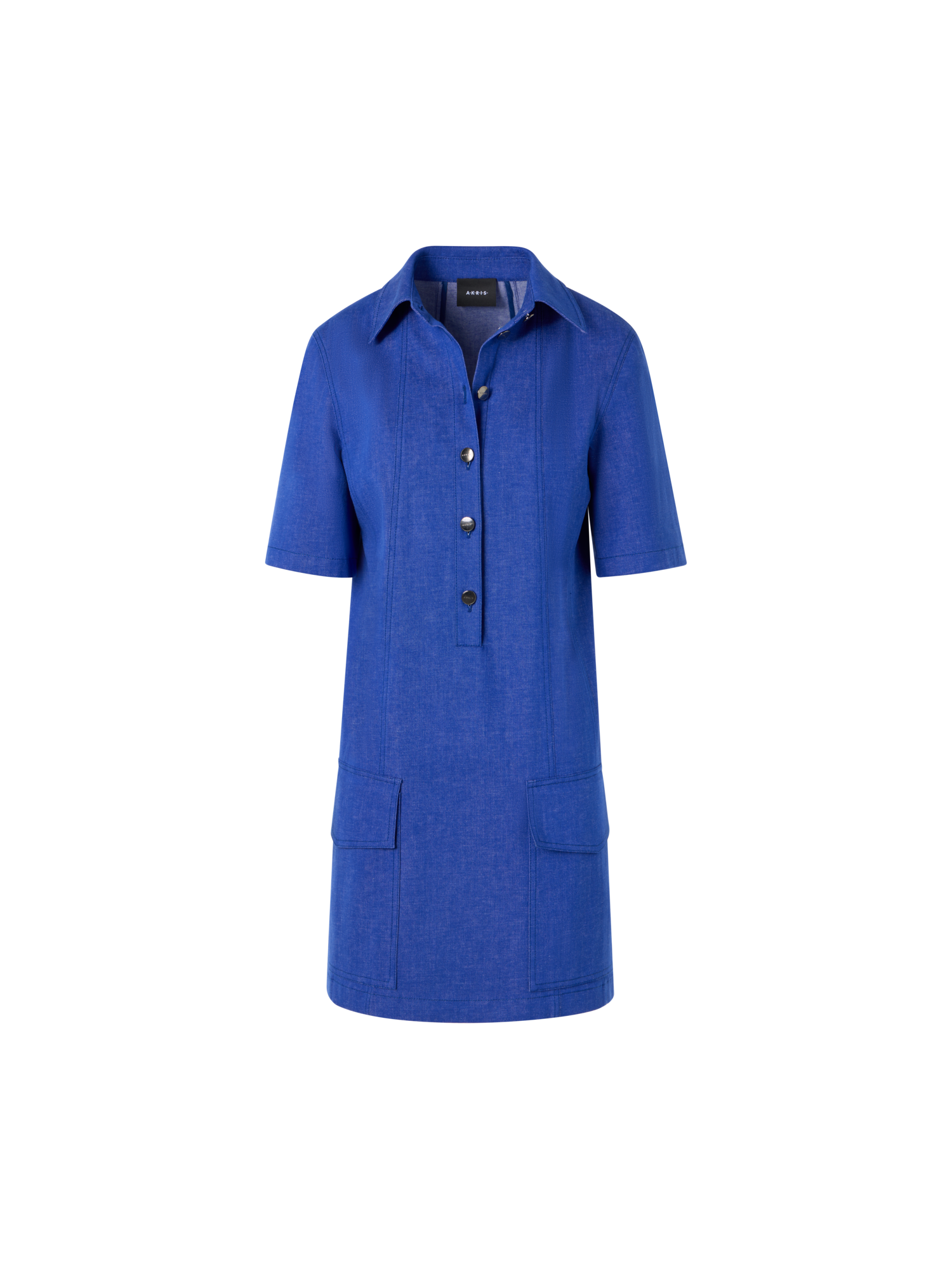 Designer Kurzes Polo-Kleid aus Denim - Blau
