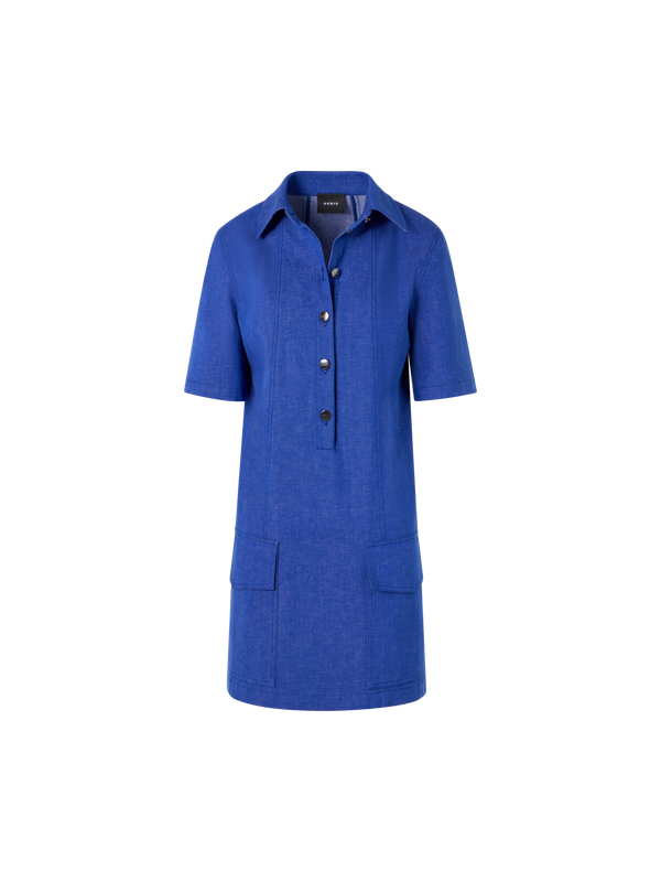 Designer Kurzes Polo-Kleid aus Denim - Blau