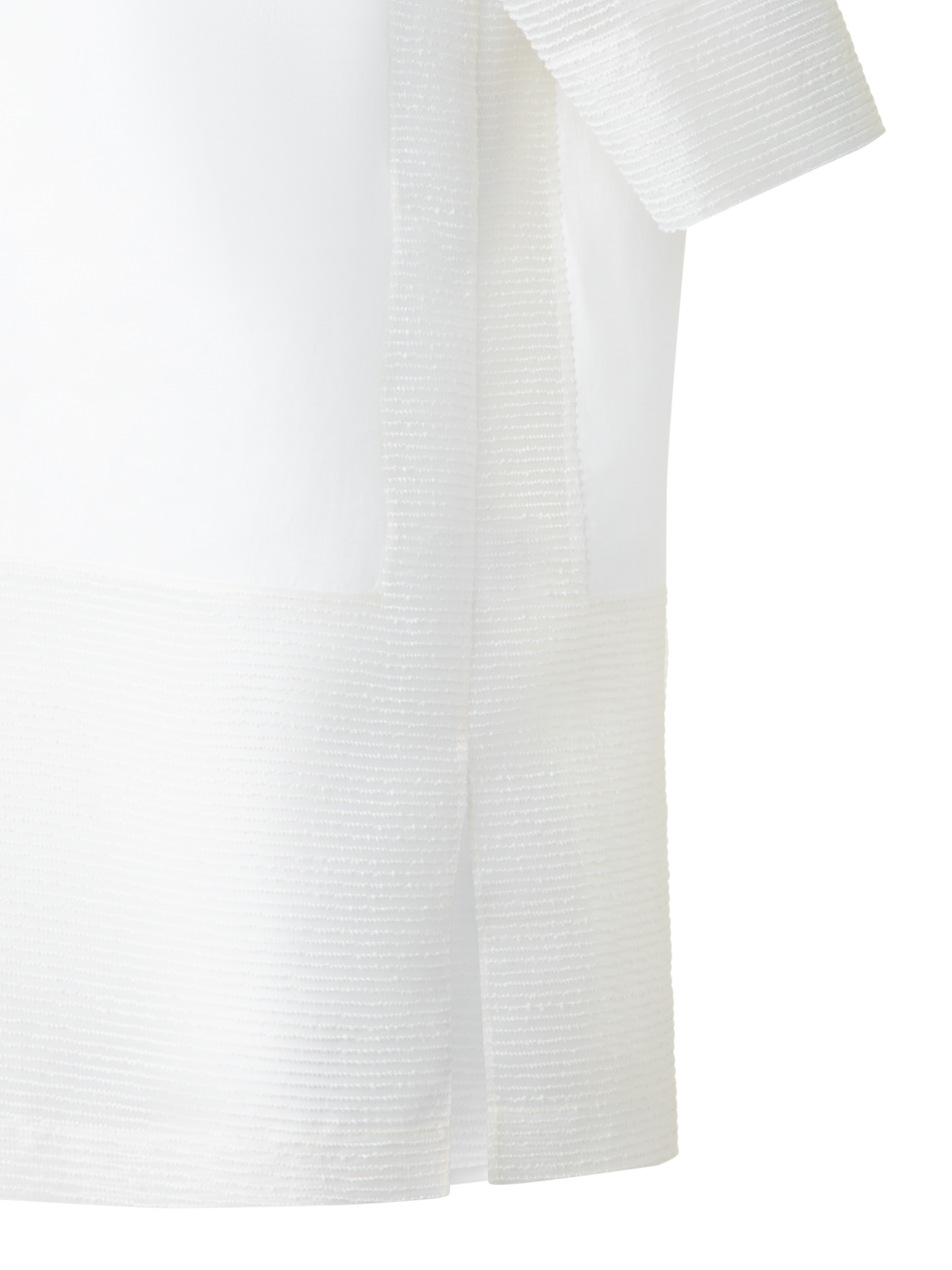 Designer Leinen-Tunika-Bluse mit durchsichtiger Seite - Ecru - Weiss