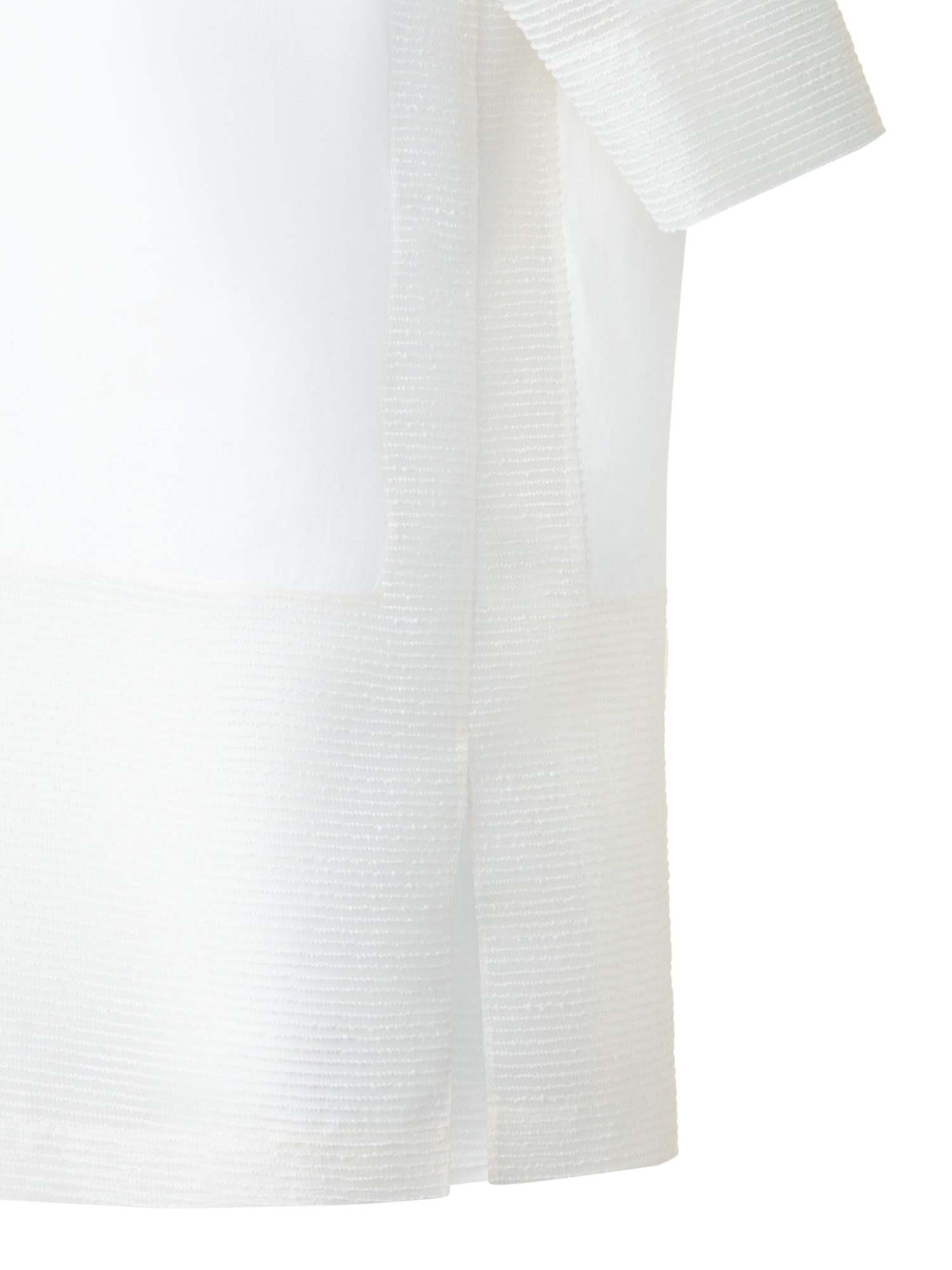 Designer Leinen-Tunika-Bluse mit durchsichtiger Seite - Ecru - Weiss