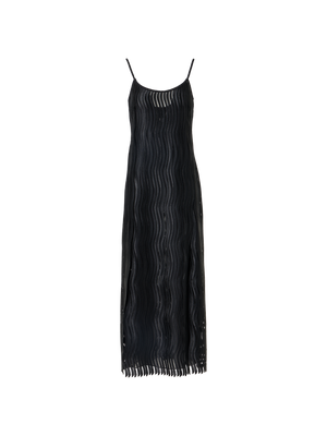 Designer Träger-Midikleid aus Wave-Guipure - Schwarz
