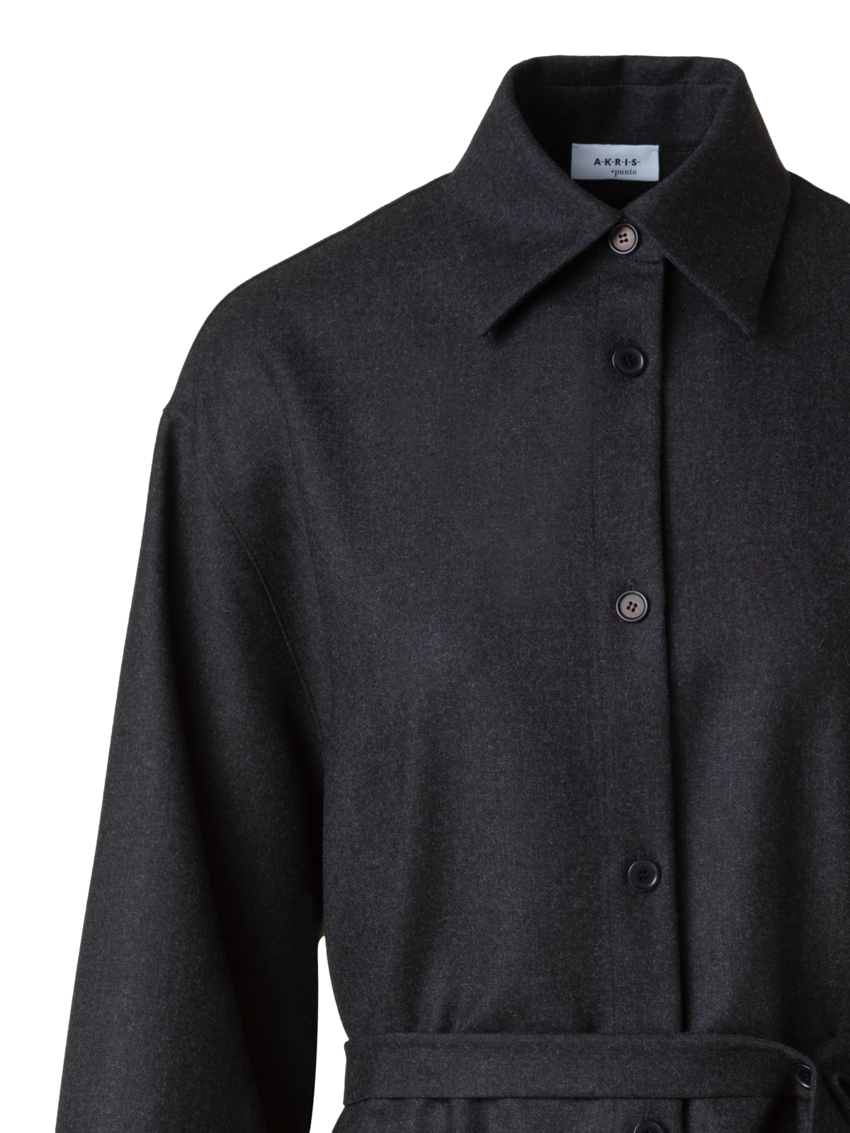 Designer Oversized Wollflanell Tunika-Bluse - Grau