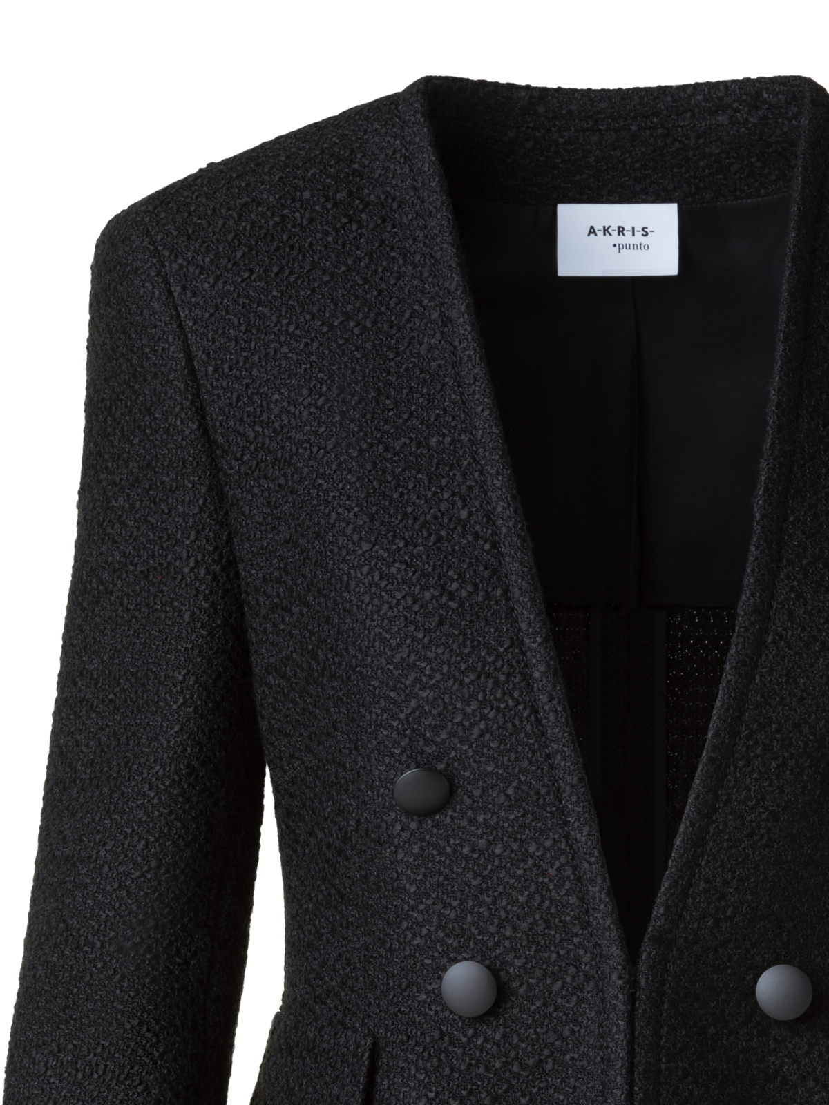 Designer Doppelreiher Illusion Jacke mit Fransen Detail - Schwarz