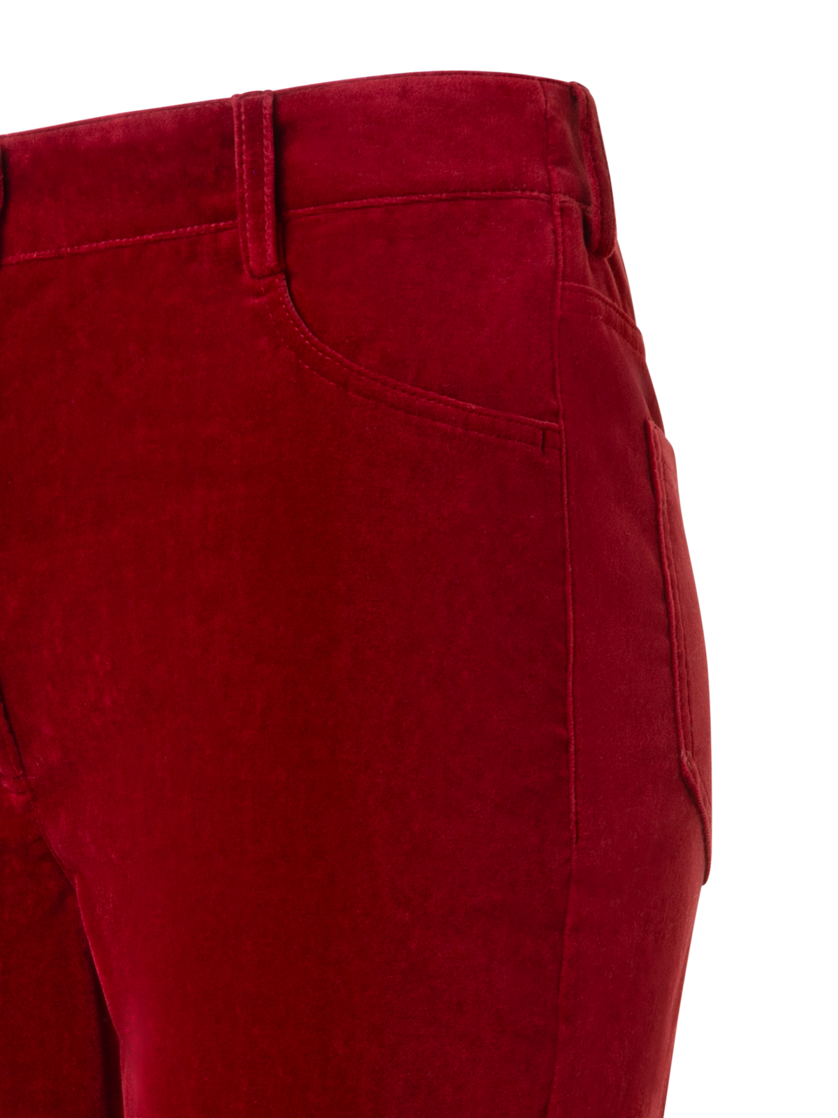 Designer Verkürzte Stretch Baumwollsamt Schlaghose - Rot