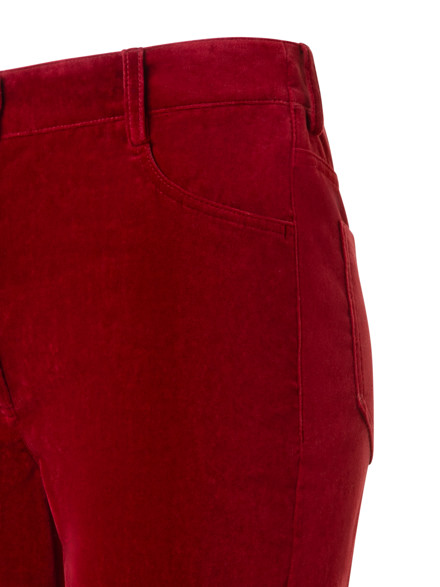 Designer Verkürzte Stretch Baumwollsamt Schlaghose - Rot