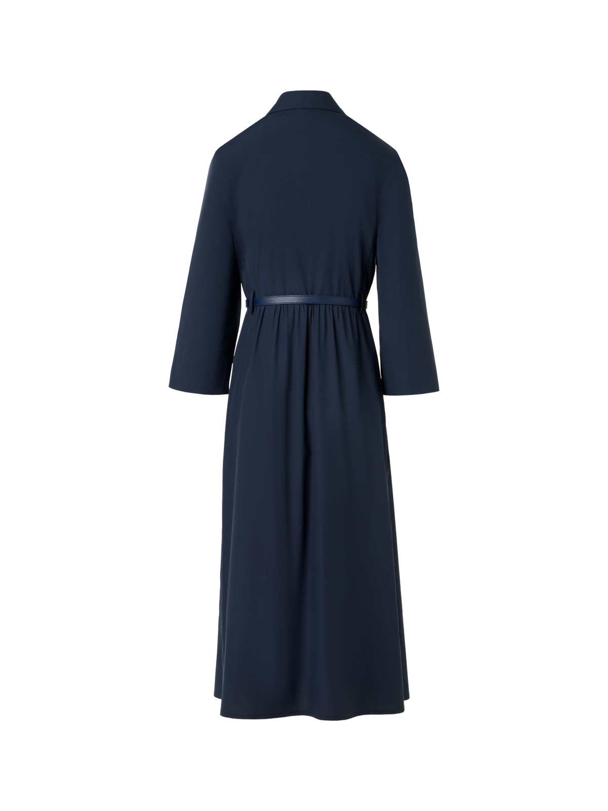 Designer Tailliertes Midi-Hemdblusenkleid aus Baumwollpopeline - Blau
