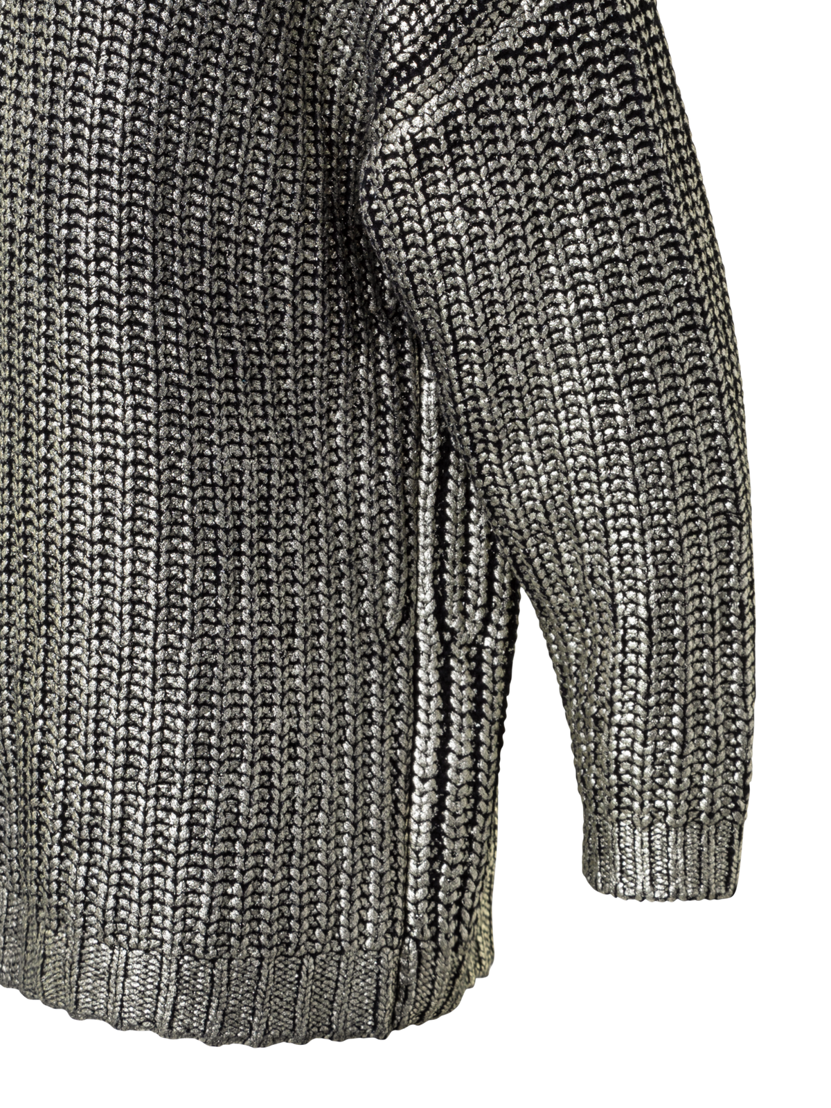 Designer Strickpullover aus goldbeschichtetem Cashwool - Schwarz - Gold