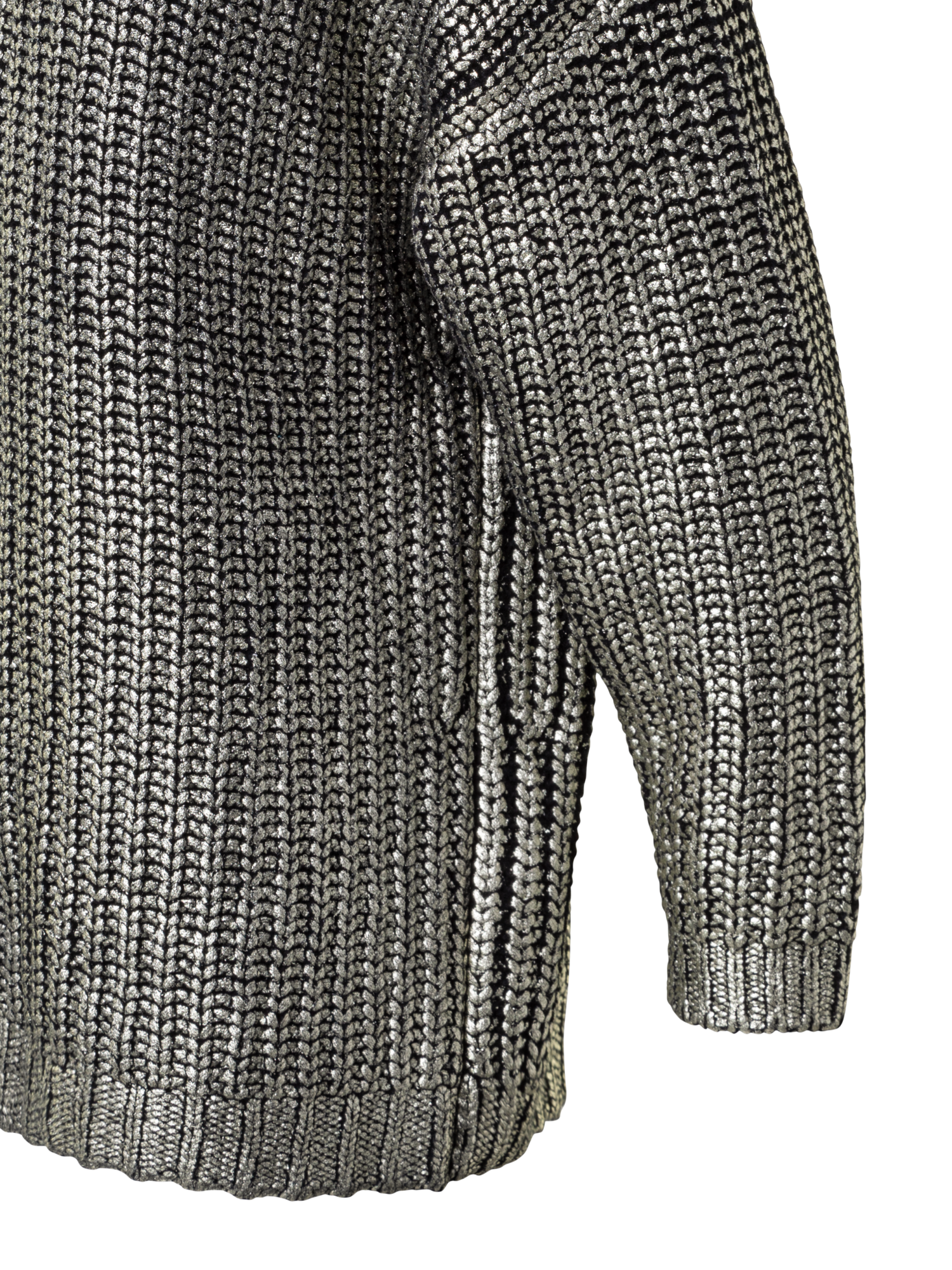 Designer Strickpullover aus goldbeschichtetem Cashwool - Schwarz - Gold