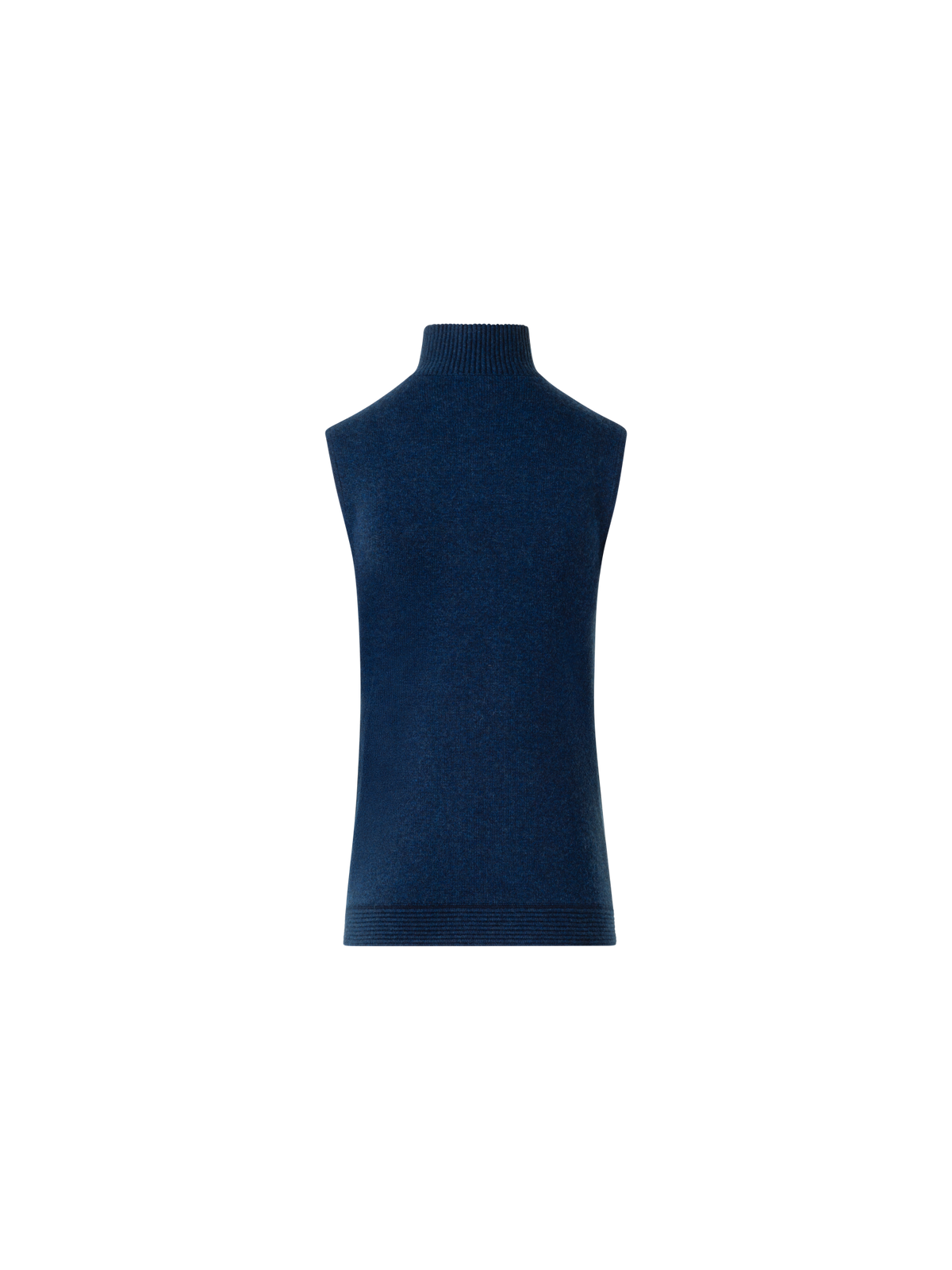 Designer Kaschmir Strick Gilet mit Rippen Vorderteil - Dunkelblau - Blau