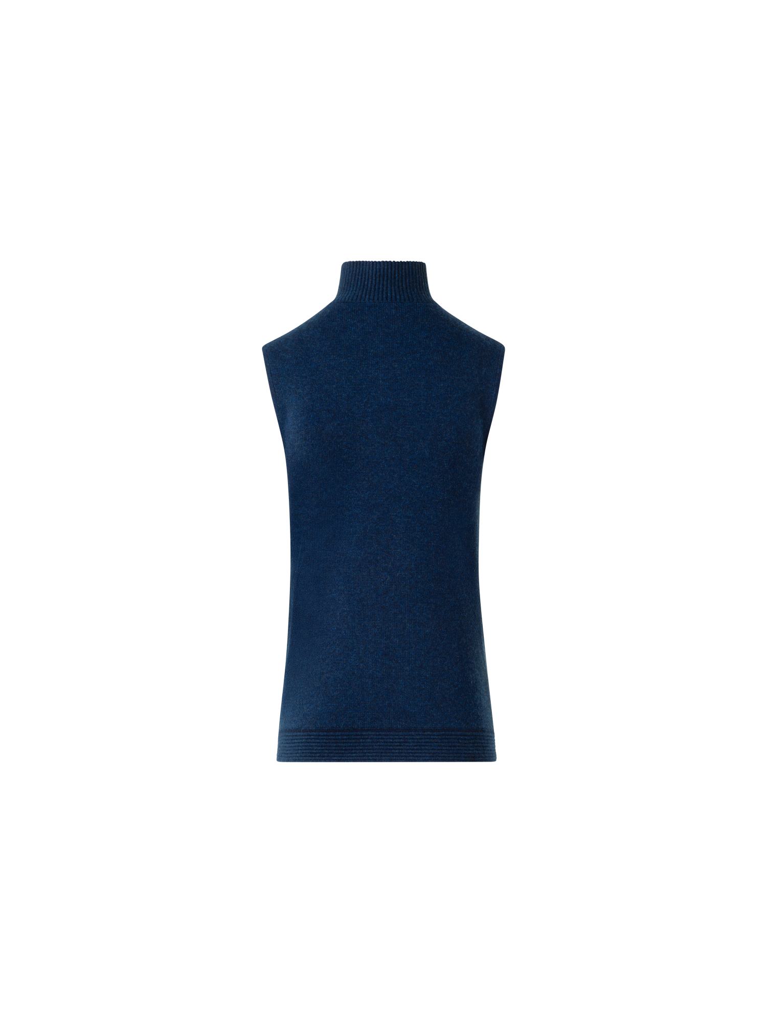 Designer Kaschmir Strick Gilet mit Rippen Vorderteil - Dunkelblau - Blau