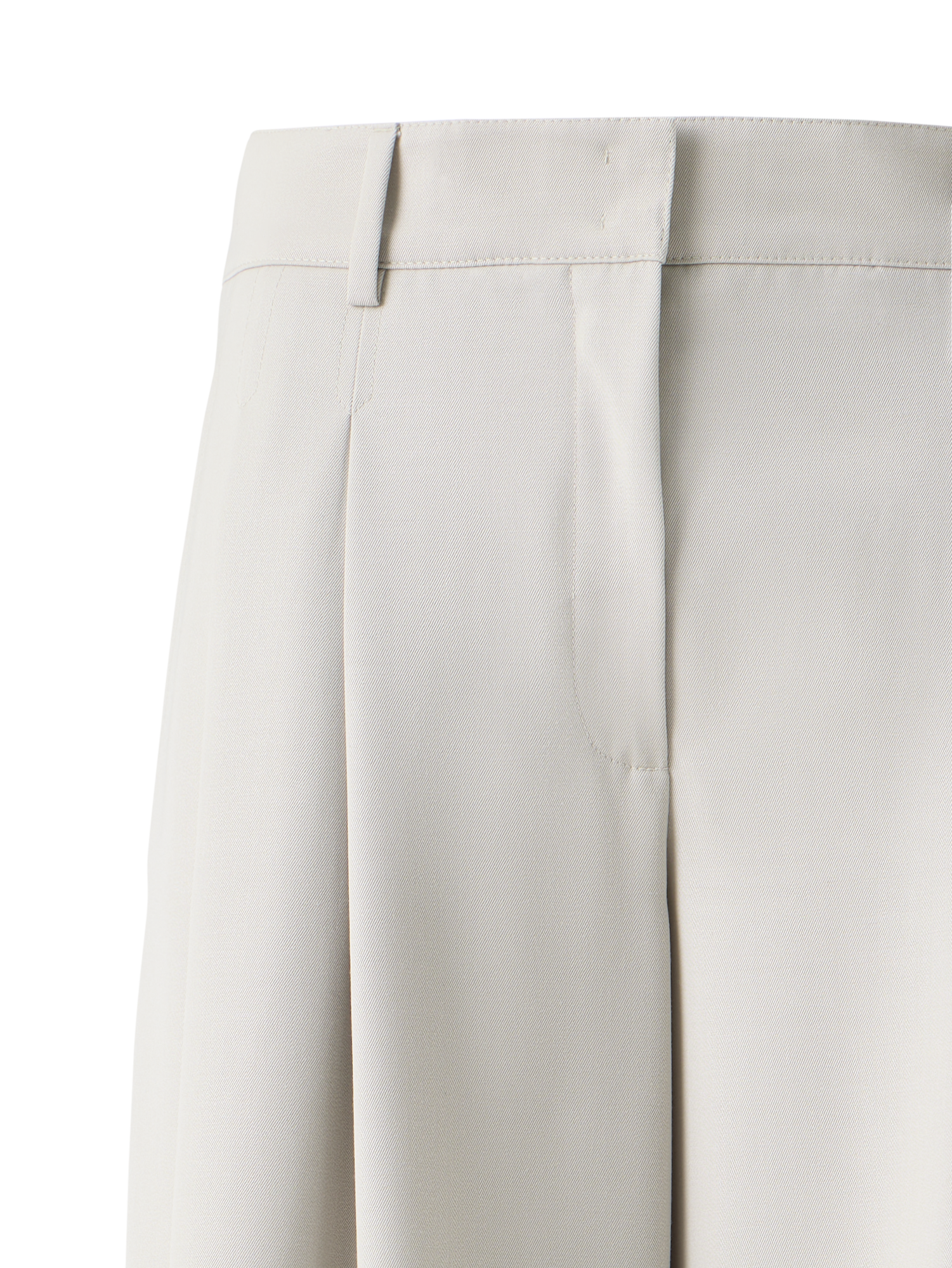 Designer Hose mit weitem Bein aus Wollgabardine - Beige