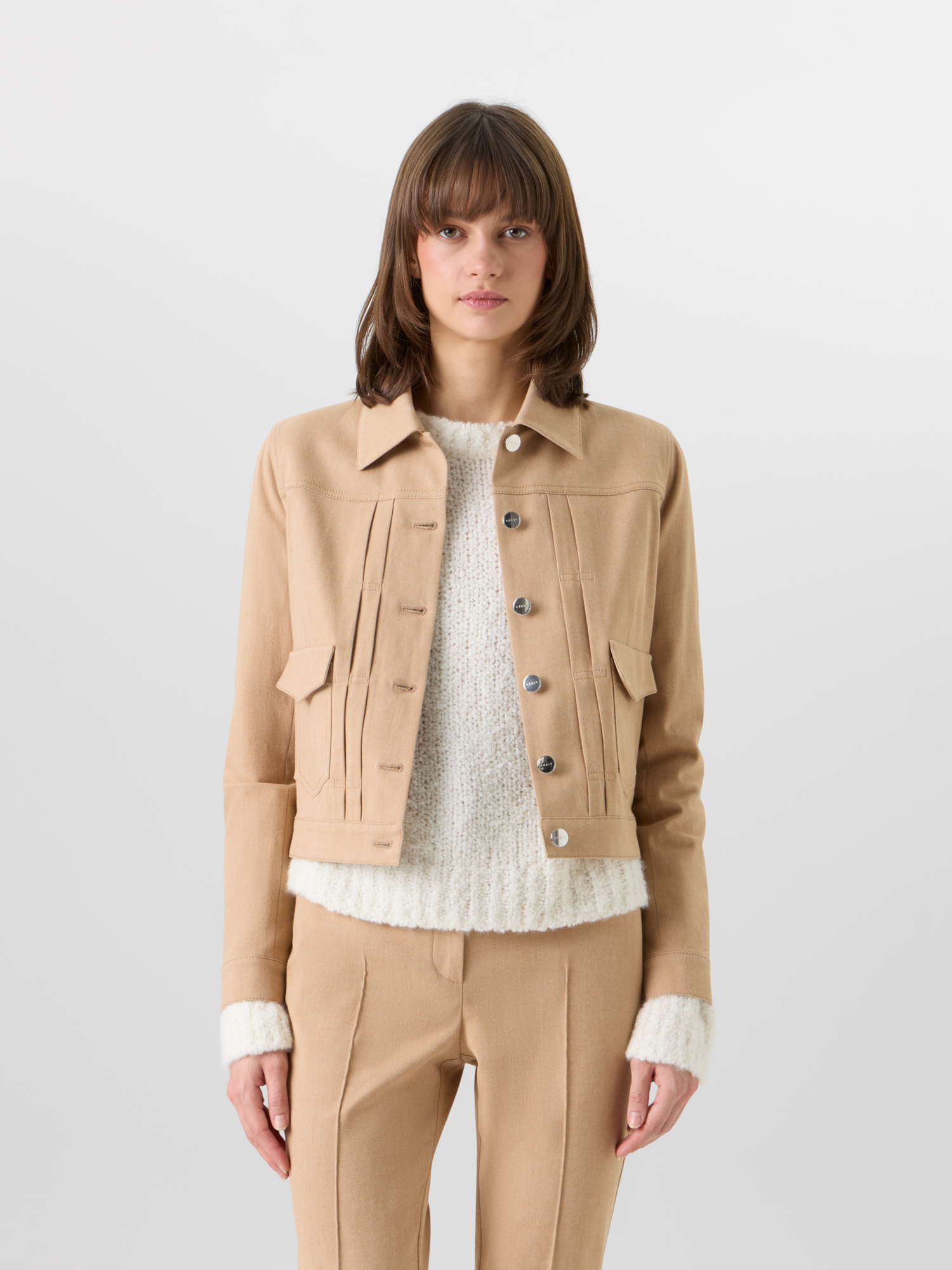 Designer Hilbert Kurzjacke aus Stretch-Baumwoll-Denim - Beige 