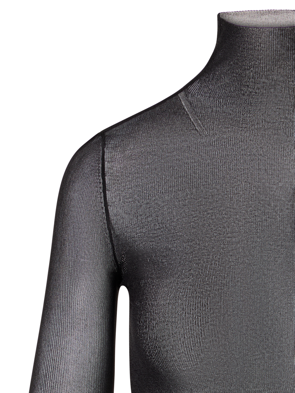 Designer Transparenter Feinripp-Pullover aus Seide - Schwarz