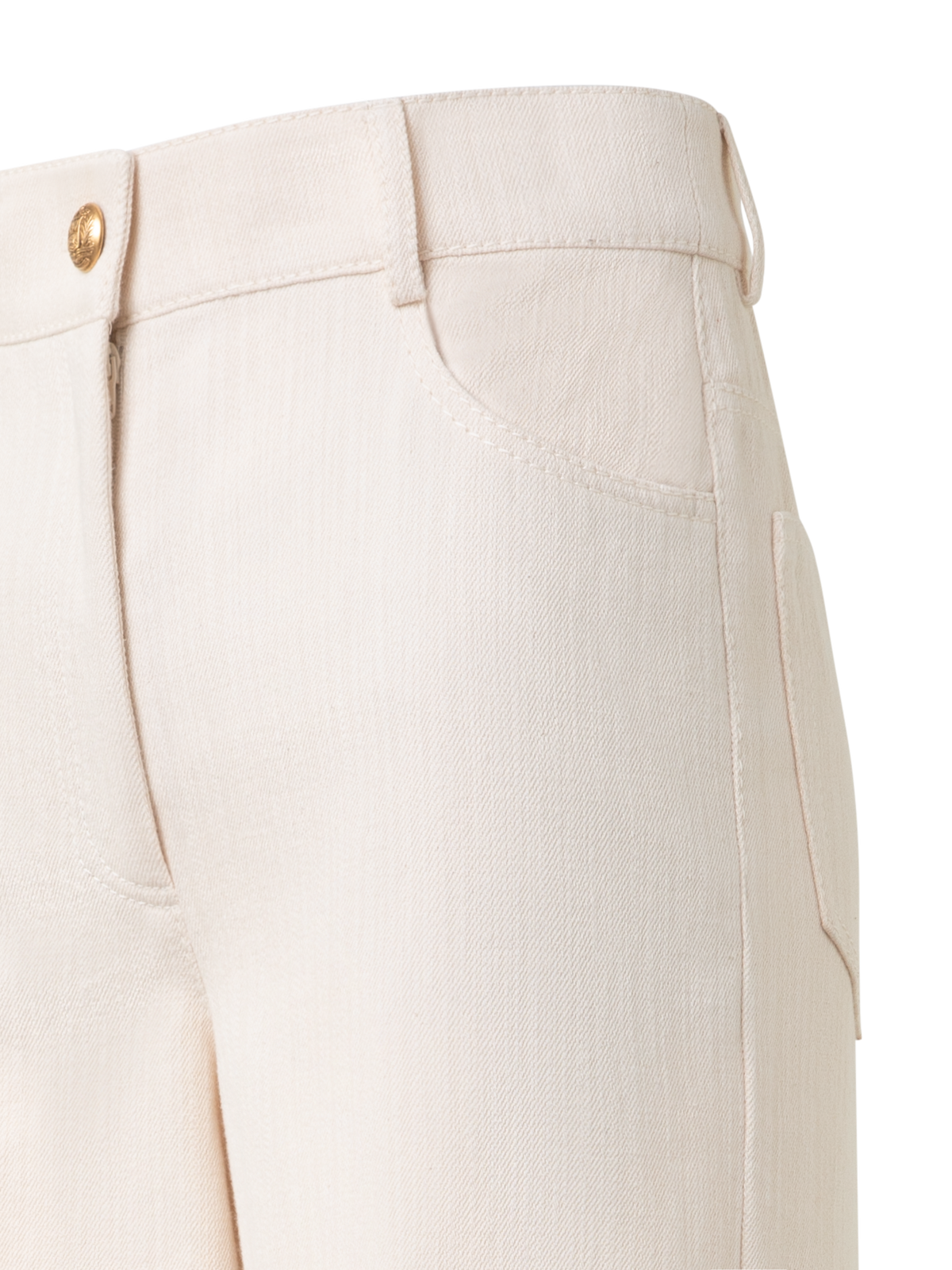 Designer Weite Hose aus Baumwoll-Woll-Denim-Stretch - Beige