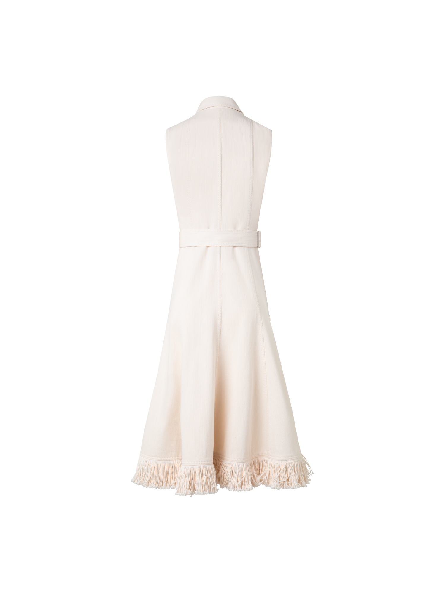 Designer Fit and Flare Jeanskleid mit Fransen