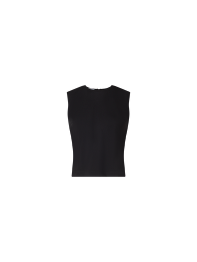 Designer Ärmelloses Stricktop aus Mixed-Media - Schwarz