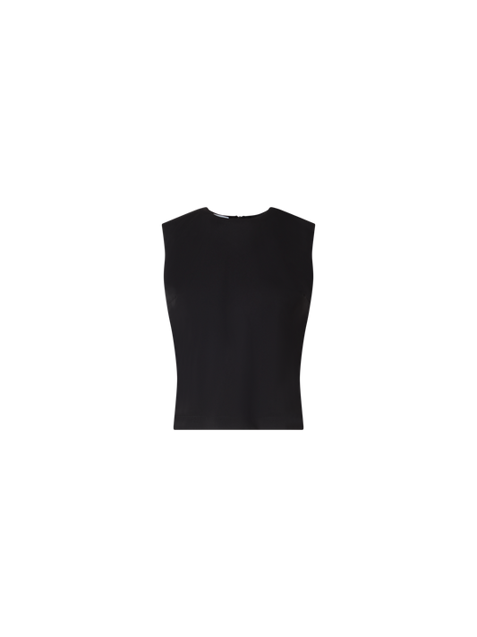 Designer Ärmelloses Stricktop aus Mixed-Media - Schwarz