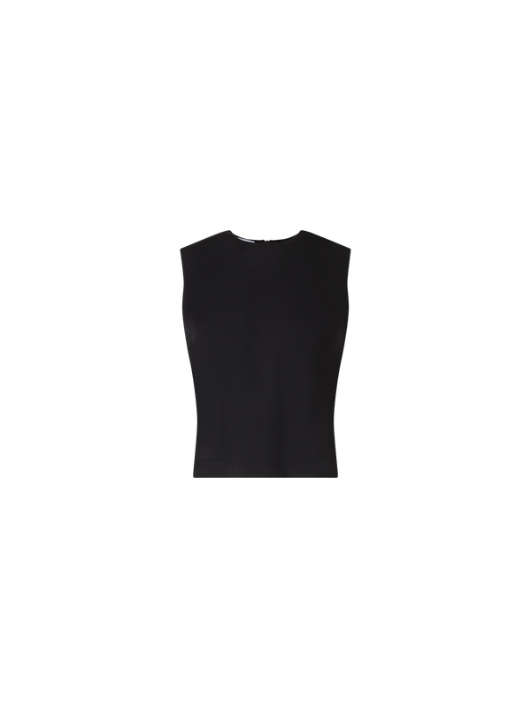 Designer Ärmelloses Stricktop aus Mixed-Media - Schwarz
