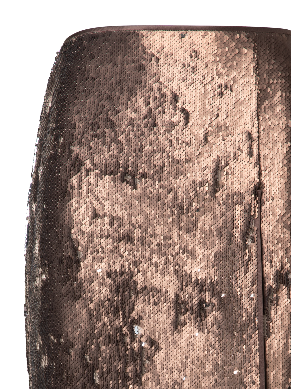 Designer Bleistiftrock mit zweifarbigen Pailletten - Braun - Gold