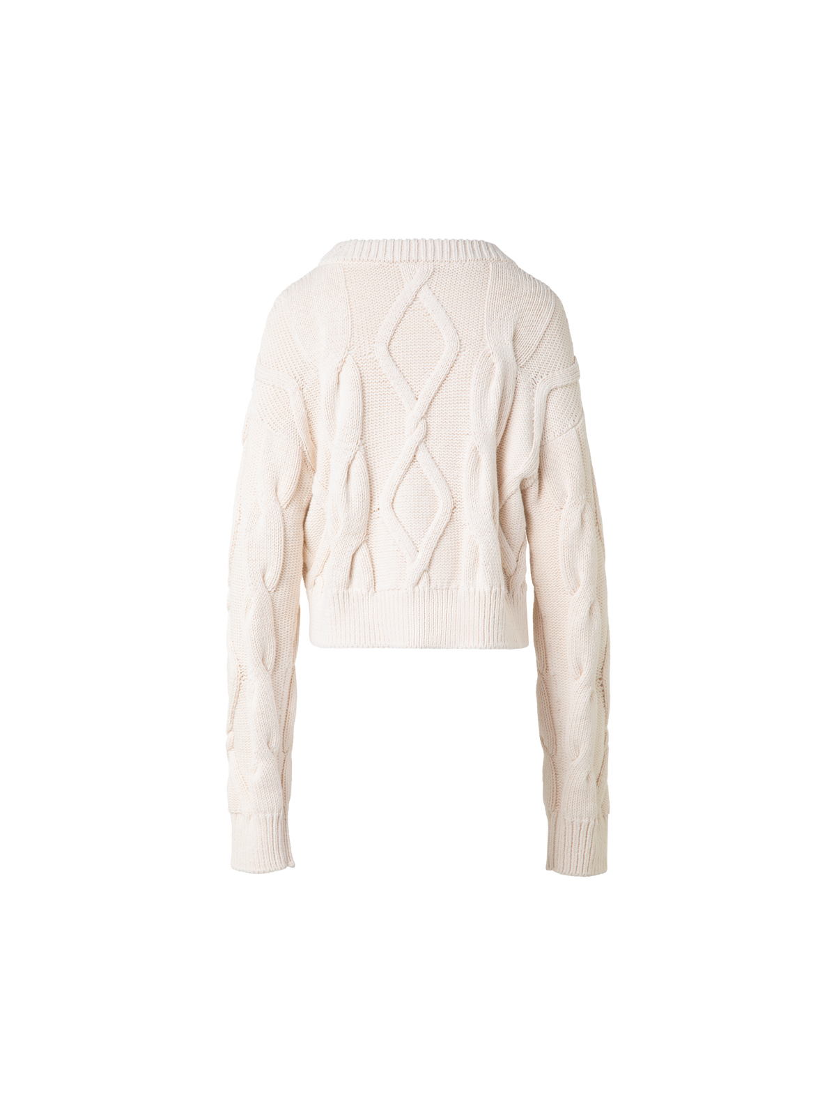 Designer Chunky Baumwoll-Pullover mit Zopfmuster - Ecru - Beige - Weiss