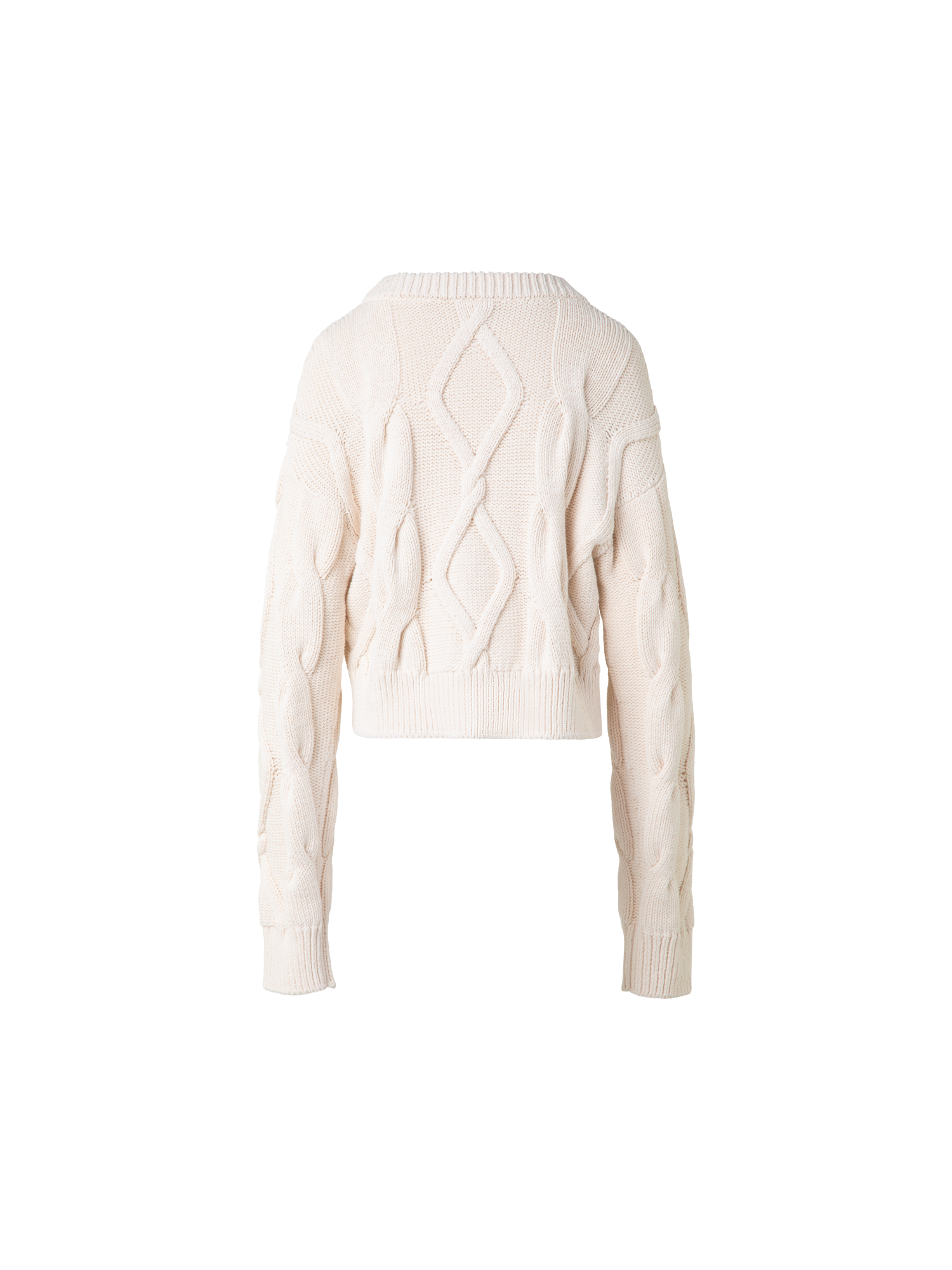 Designer Chunky Baumwoll-Pullover mit Zopfmuster - Ecru - Beige - Weiss