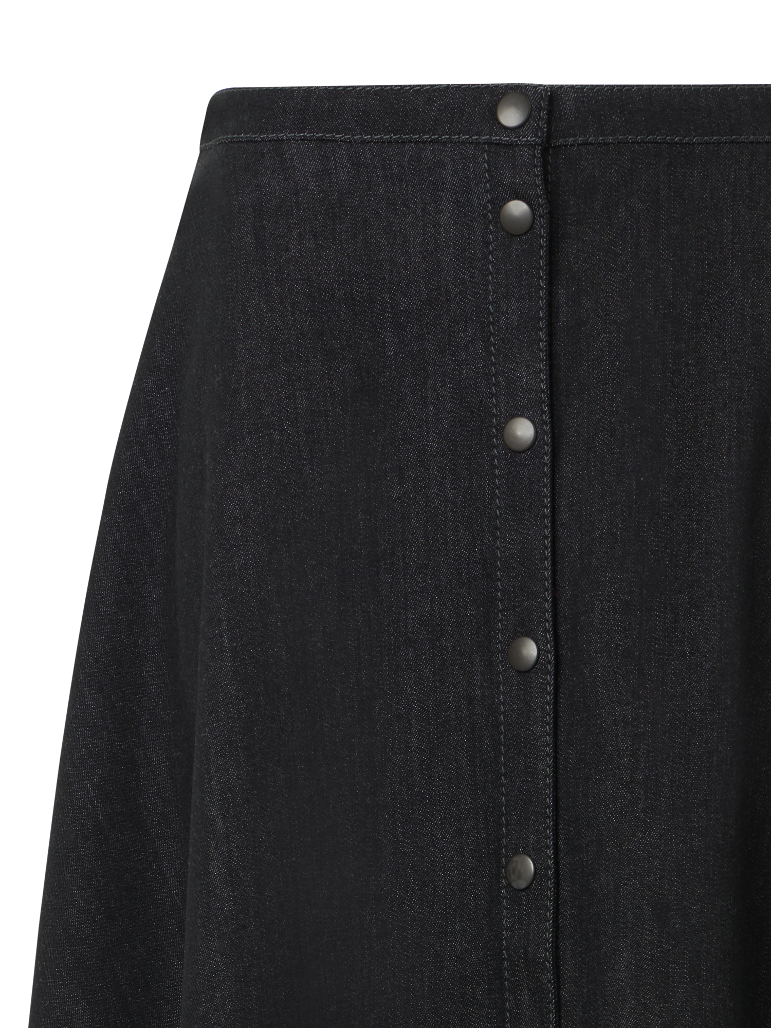 Designer Ausgestellter Jeansrock aus Baumwollstretch - Schwarz