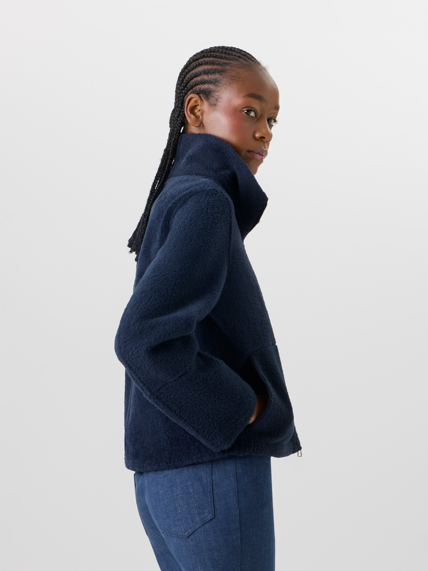 Designer Dino Shearling Jacke - Schwarz 