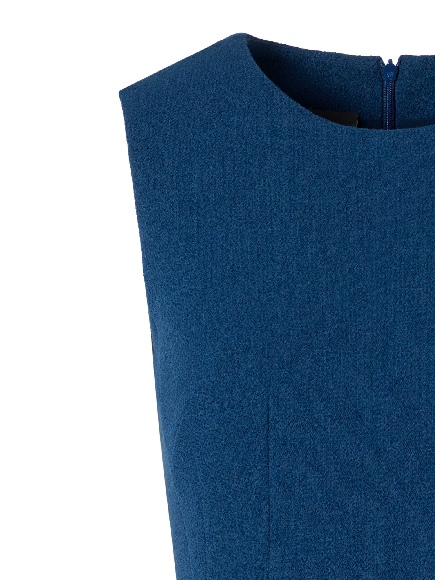 Designer Ärmelloses Etuikleid aus Wollkrepp-Doubleface - Blau