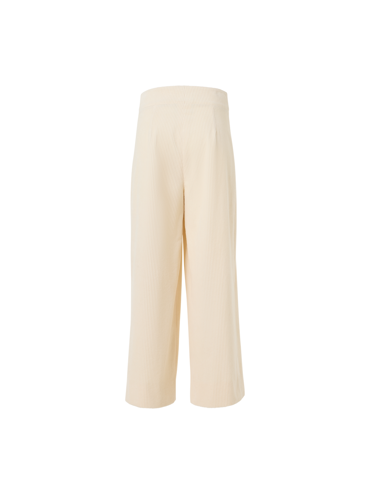 Designer Verkürzte weite Bundfaltenhose aus Cord - Ecru