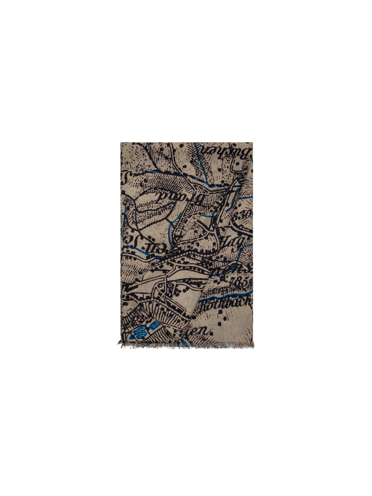 Designer Kaschmirseidenschal mit St.Gallen Map Druck - Bunt - Beige