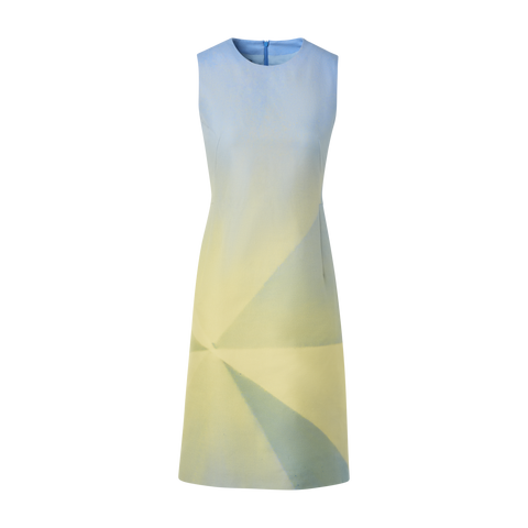 Silk Cotton Double-Face Dress with Sunbeam Print