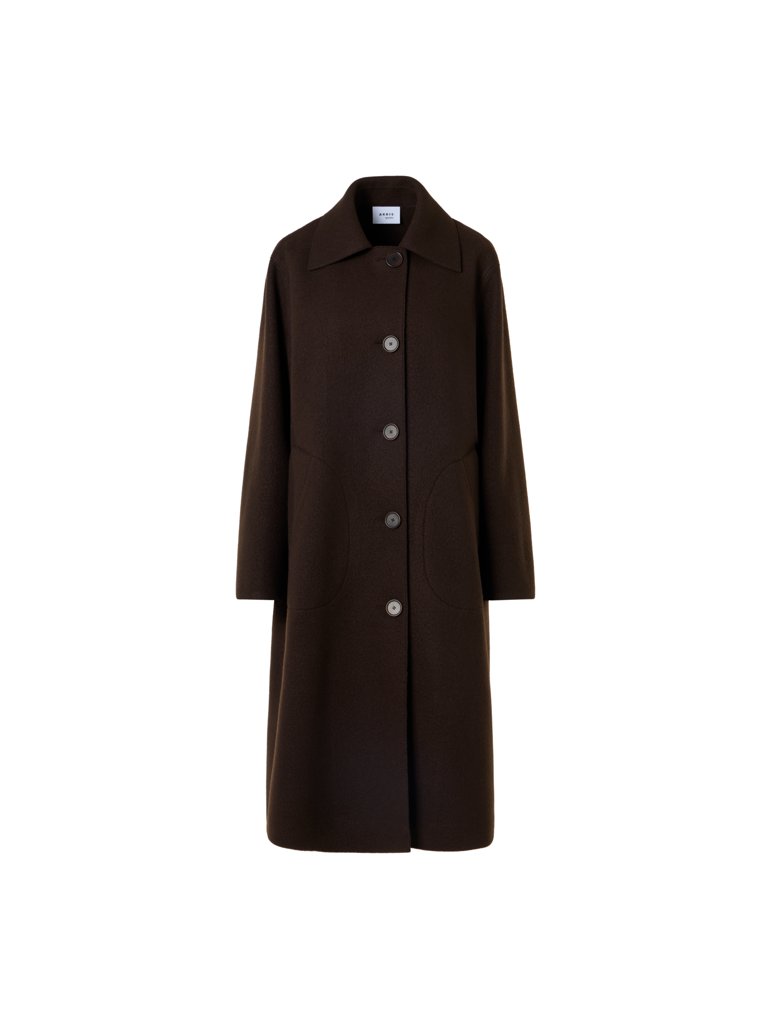 Designer Langer Car Coat in Heavy Taglio Vivo - Braun
