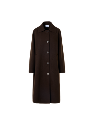 Designer Langer Car Coat in Heavy Taglio Vivo - Braun