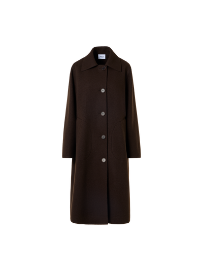 Designer Langer Car Coat in Heavy Taglio Vivo - Braun
