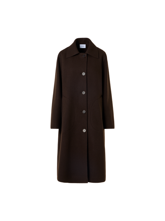 Designer Langer Car Coat in Heavy Taglio Vivo - Braun