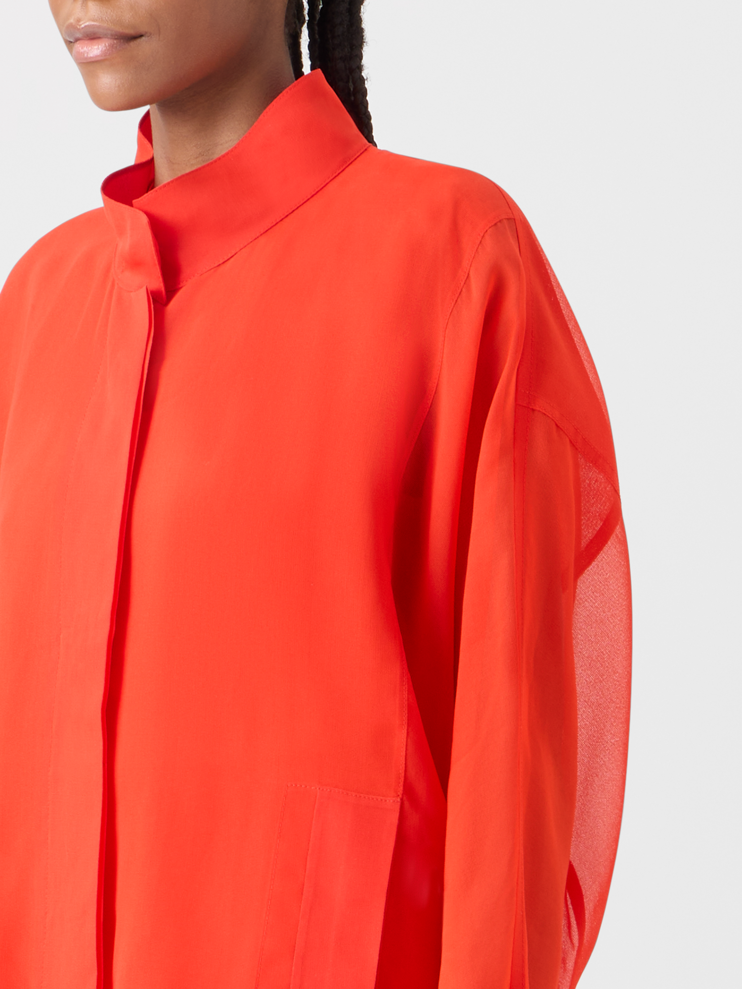 Designer Huma Oversize-Parkajacke aus Seidenorganza - Rot